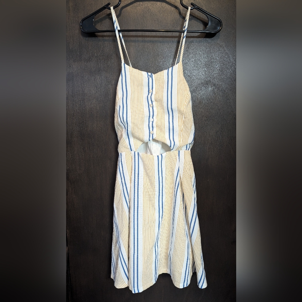 J.O.A. She's Like the Wind White Striped Skater Dress size XS - Picture 2 of 6